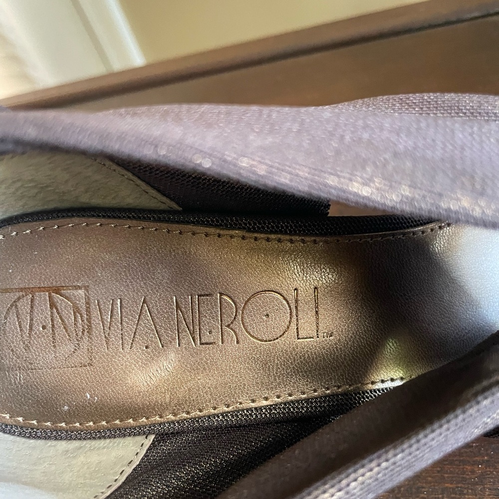 Via Neroli Shimmery Bronze/Brown Crisscross Heels View 6